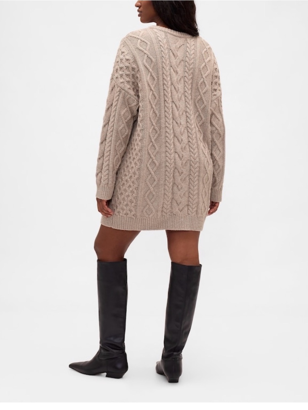 Cable-Knit Mini Sweater Dress - Picture 14 of 16